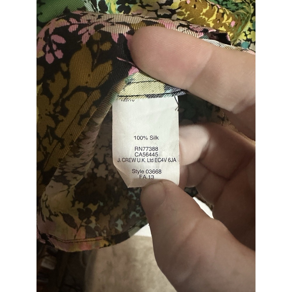 J. Crew Women's 100% Silk Floral Dress 6 Knee Length Pockets Collared Spring - Picture 3 of 4